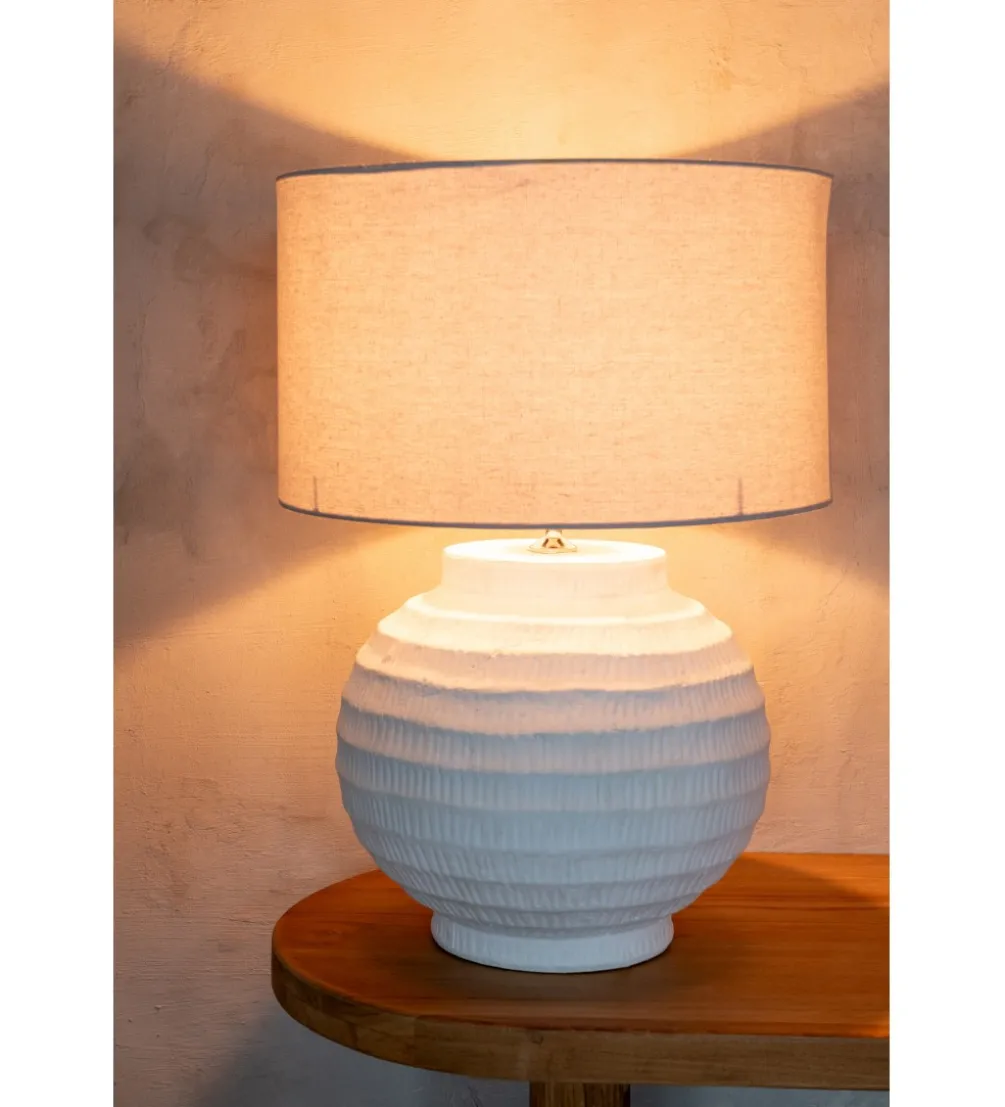 Lampa stołowa SCADY 62 cm terrakota biała