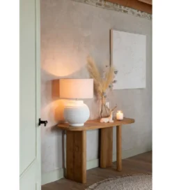 Lampa stołowa SCADY 62 cm terrakota biała