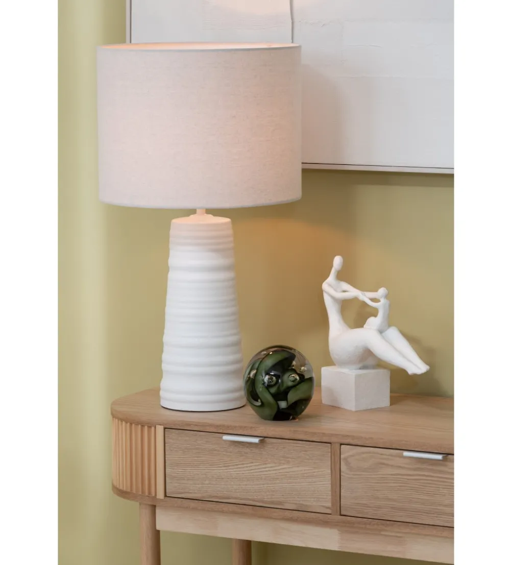 Lampa stołowa SCADY 63 cm terrakota biała