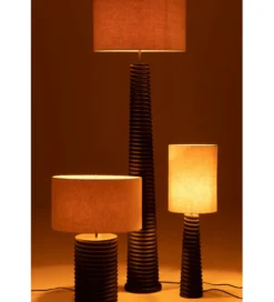 Lampa stołowa SHARY 70 cm drewno ailanthus czarna