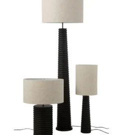Lampa stołowa SHARY 70 cm drewno ailanthus czarna