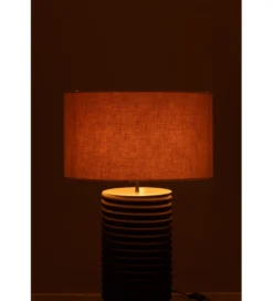 Lampa stołowa SHARY 70 cm drewno ailanthus czarna