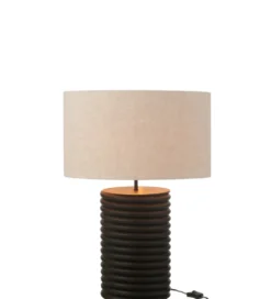 Lampa stołowa SHARY 70 cm drewno ailanthus czarna