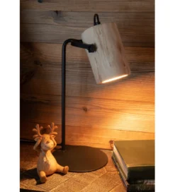 Lampa stołowa SILAS 42 cm czarna naturalna