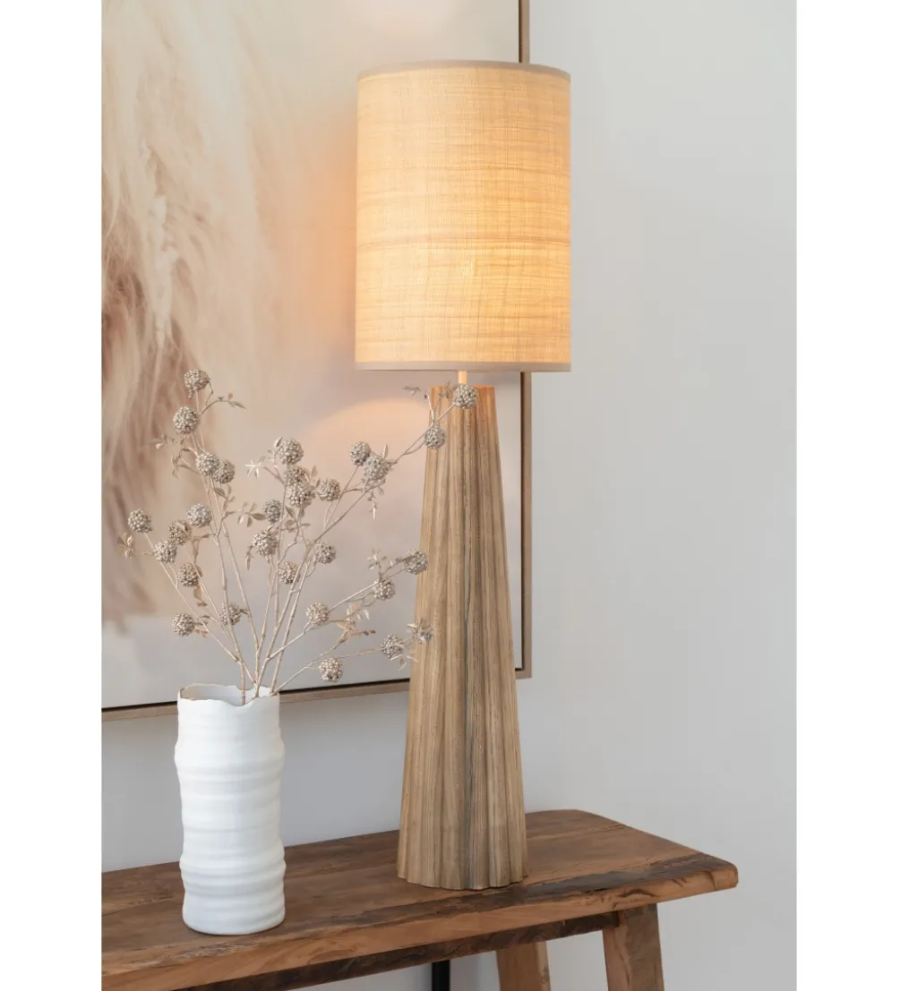 Lampa stołowa UMBRELLA 78 cm drewno ailantus naturalna