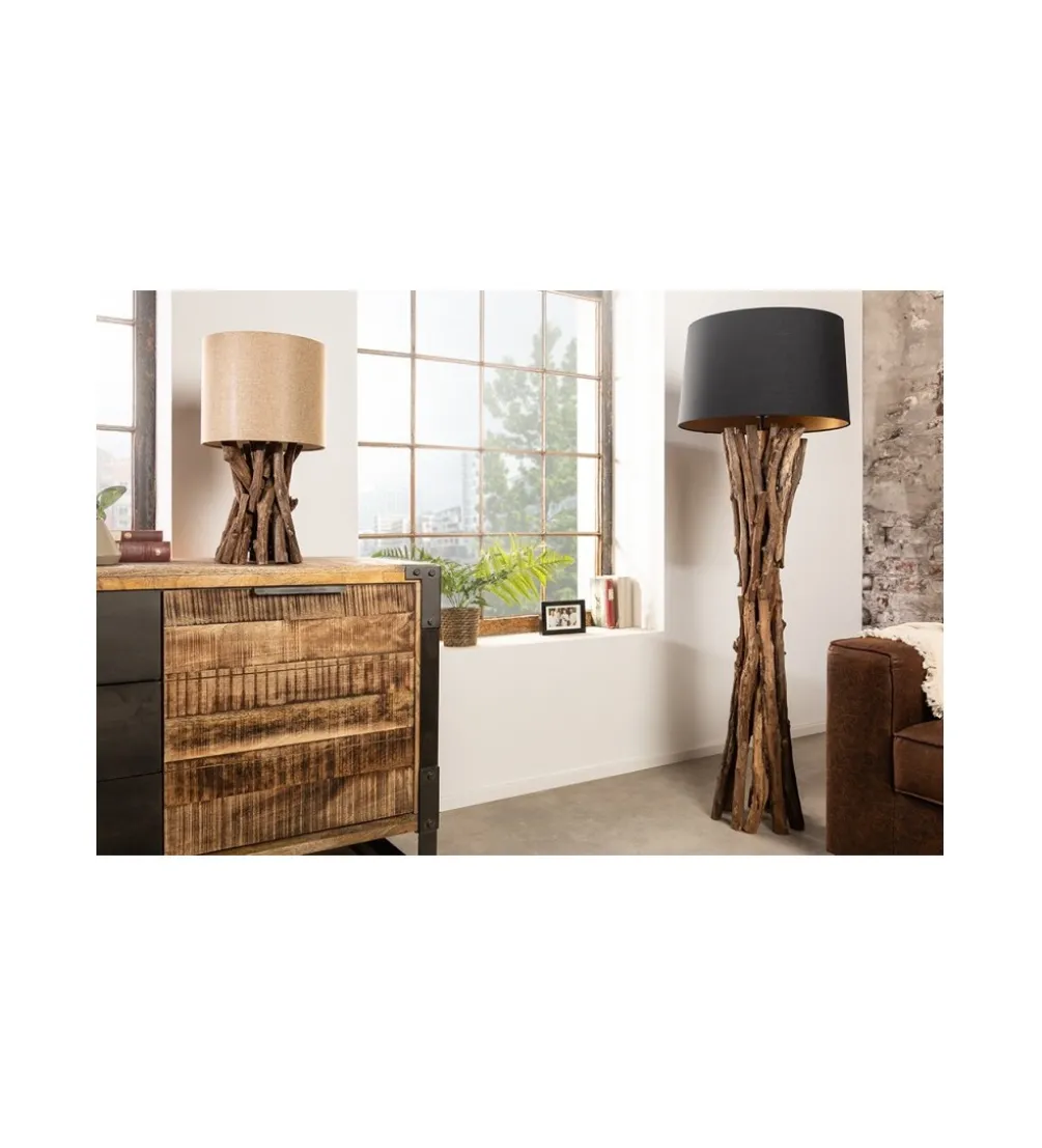 Lampa podłogowa Espel 151 cm drewno teak