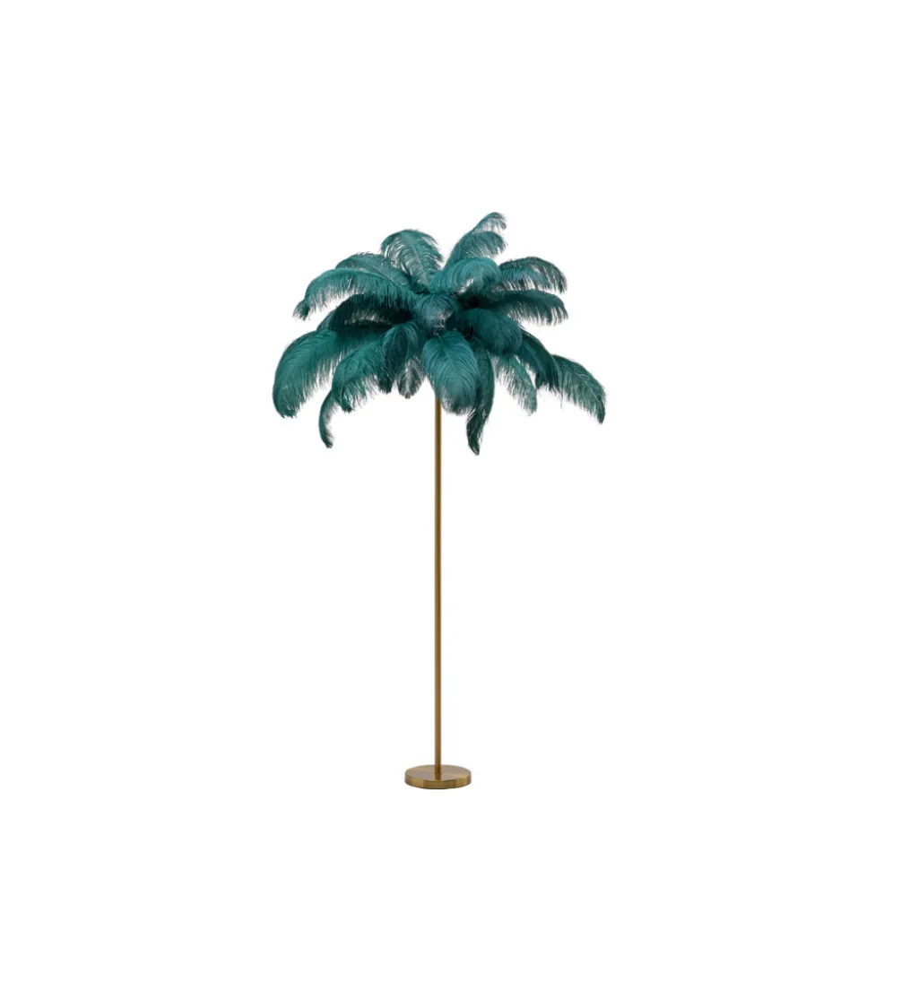 Lampa podłogowa FEATHER PALM 165 cm pióra turkusowa