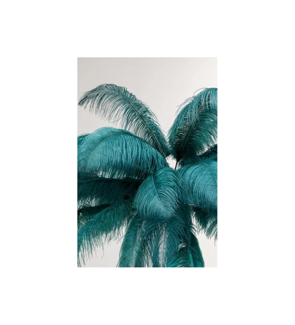 Lampa podłogowa FEATHER PALM 165 cm pióra turkusowa