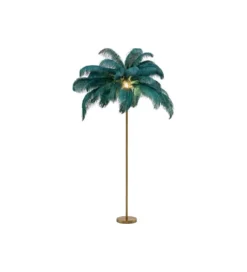Lampa podłogowa FEATHER PALM 165 cm pióra turkusowa