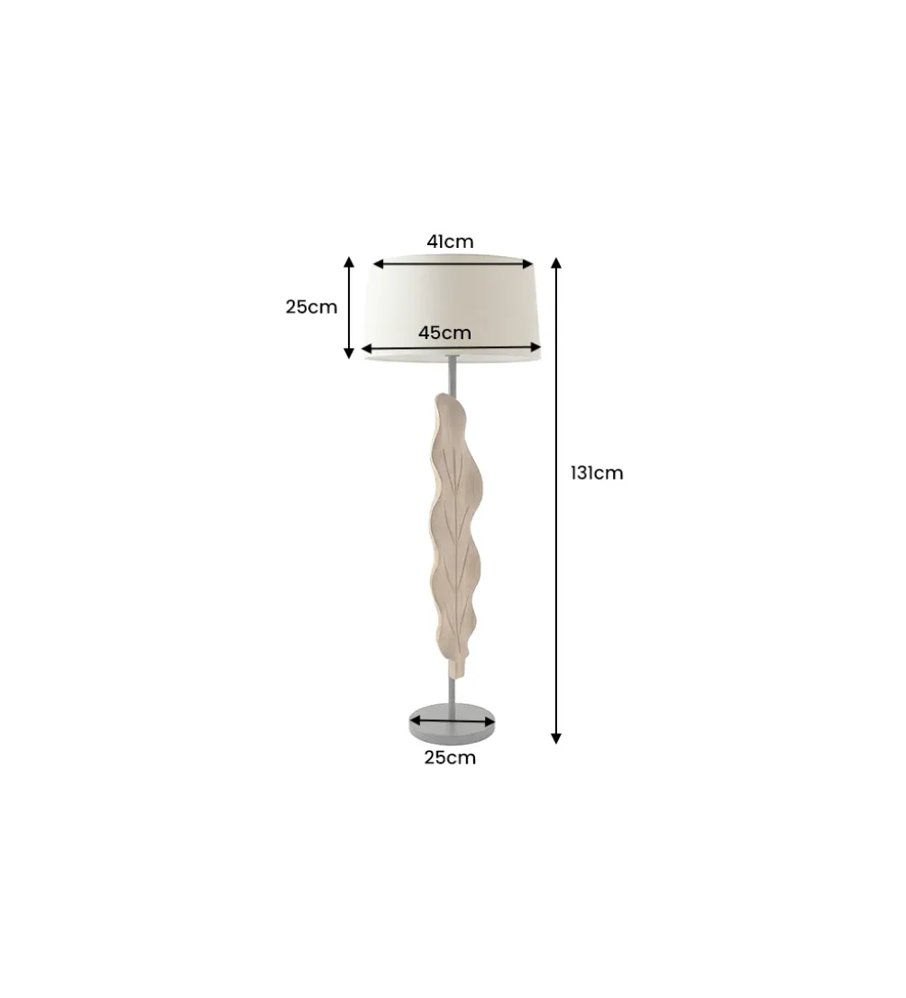 Lampa podłogowa LEAF 130 cm drewno teak