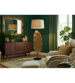 Lampa podłogowa LEAF 130 cm drewno teak