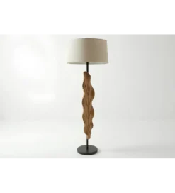 Lampa podłogowa LEAF 130 cm drewno teak