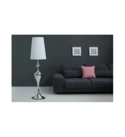 Lampa podłogowa Lucie 160cm biało srebrna
