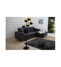 Lampa podłogowa Magma 170cm czarne złoto