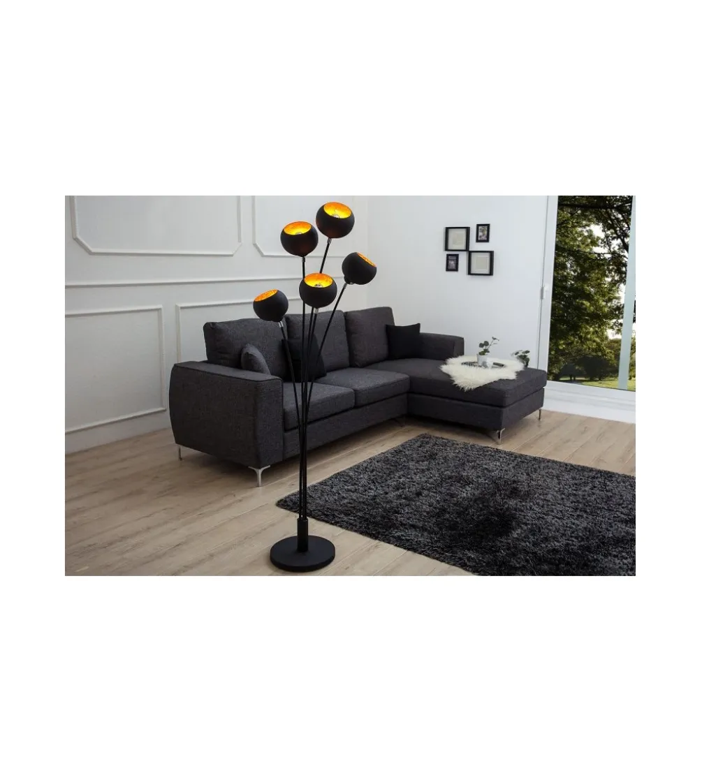 Lampa podłogowa Magma 170cm czarne złoto
