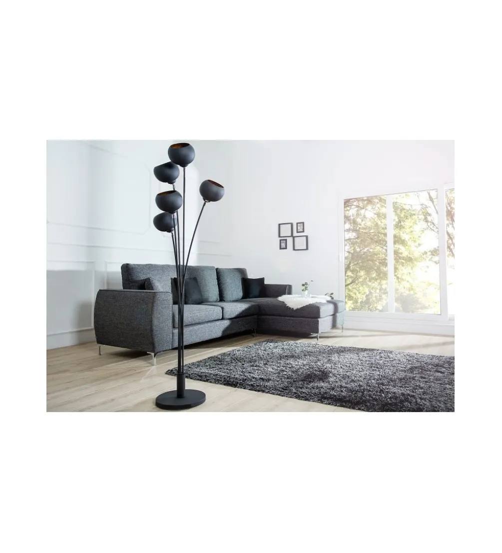Lampa podłogowa Magma 170cm czarne złoto