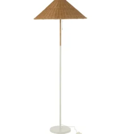 Lampa podłogowa MERTAN 154 cm rattan biała