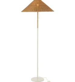 Lampa podłogowa MERTAN 154 cm rattan biała