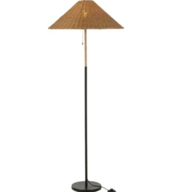 Lampa podłogowa MERTAN 154 cm rattan czarna