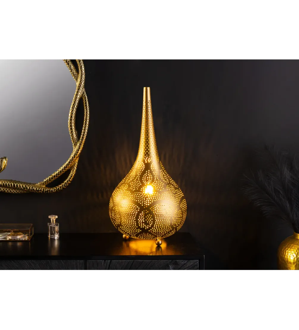 Lampa podłogowa ORIENT LIVING 50 cm ze złotym dekorem