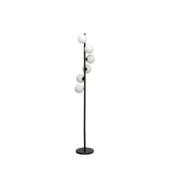 Lampa podłogowa SCALA BALLS 160 cm czarna z mlecznymi kloszami