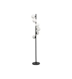 Lampa podłogowa SCALA BALLS 160 cm czarna z mlecznymi kloszami
