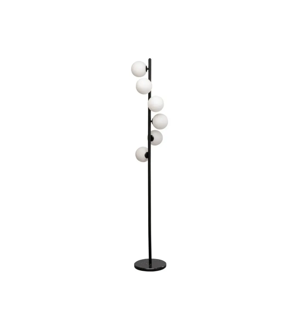 Lampa podłogowa SCALA BALLS 160 cm czarna z mlecznymi kloszami