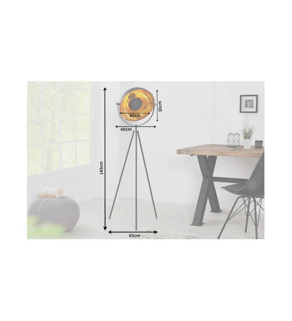 Lampa podłogowa Studio 140cm czarne złoto