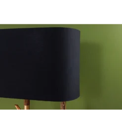 Lampa stojąca WARDROBE 150 cm naturalny z abażurem czarno-złotym
