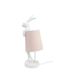 Lampa stołowa Animal Rabbit 50 cm biało różowa