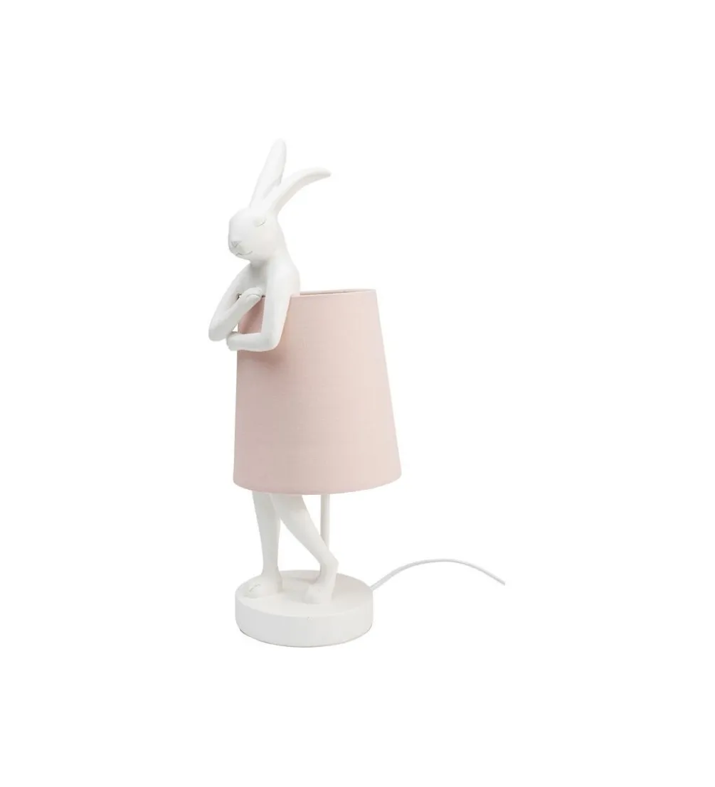 Lampa stołowa Animal Rabbit 50 cm biało różowa
