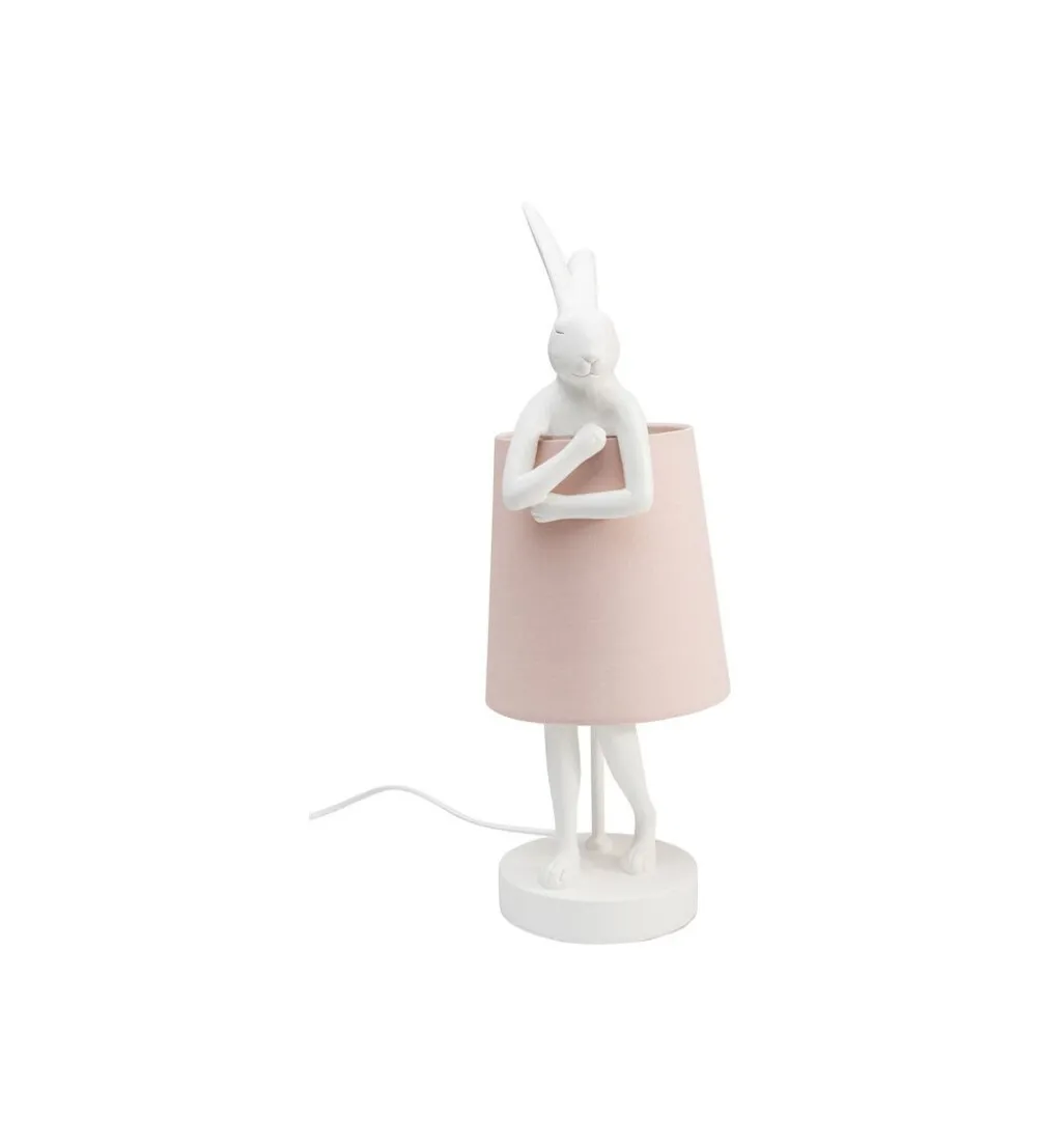 Lampa stołowa Animal Rabbit 50 cm biało różowa