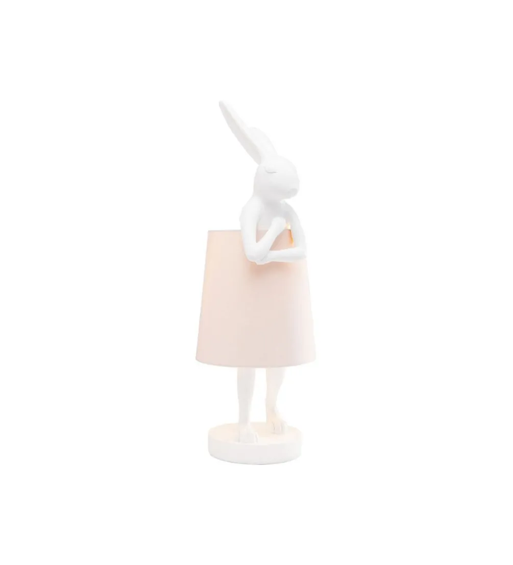Lampa stołowa Animal Rabbit 68 cm biało różowa