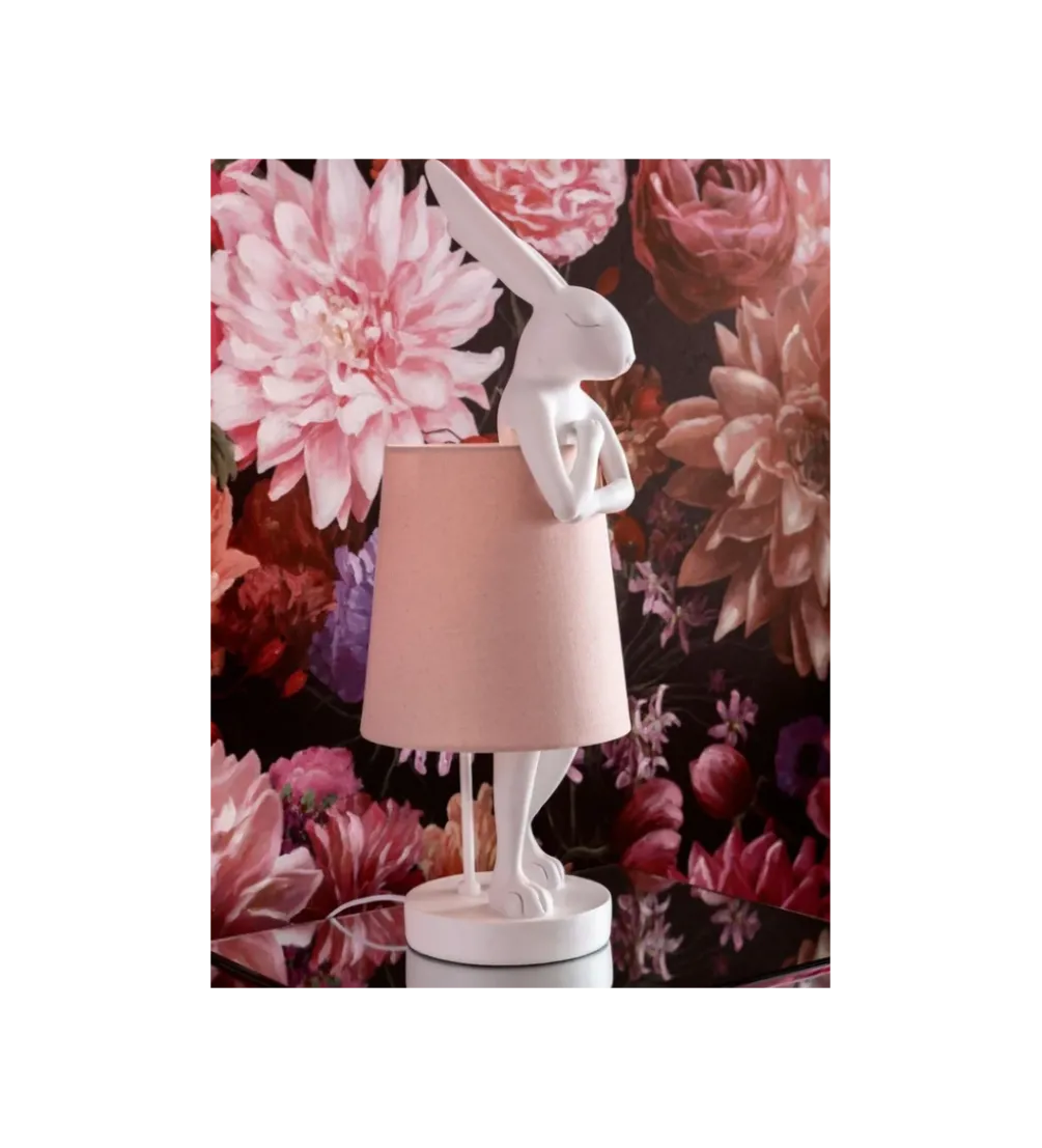 Lampa stołowa Animal Rabbit 68 cm biało różowa