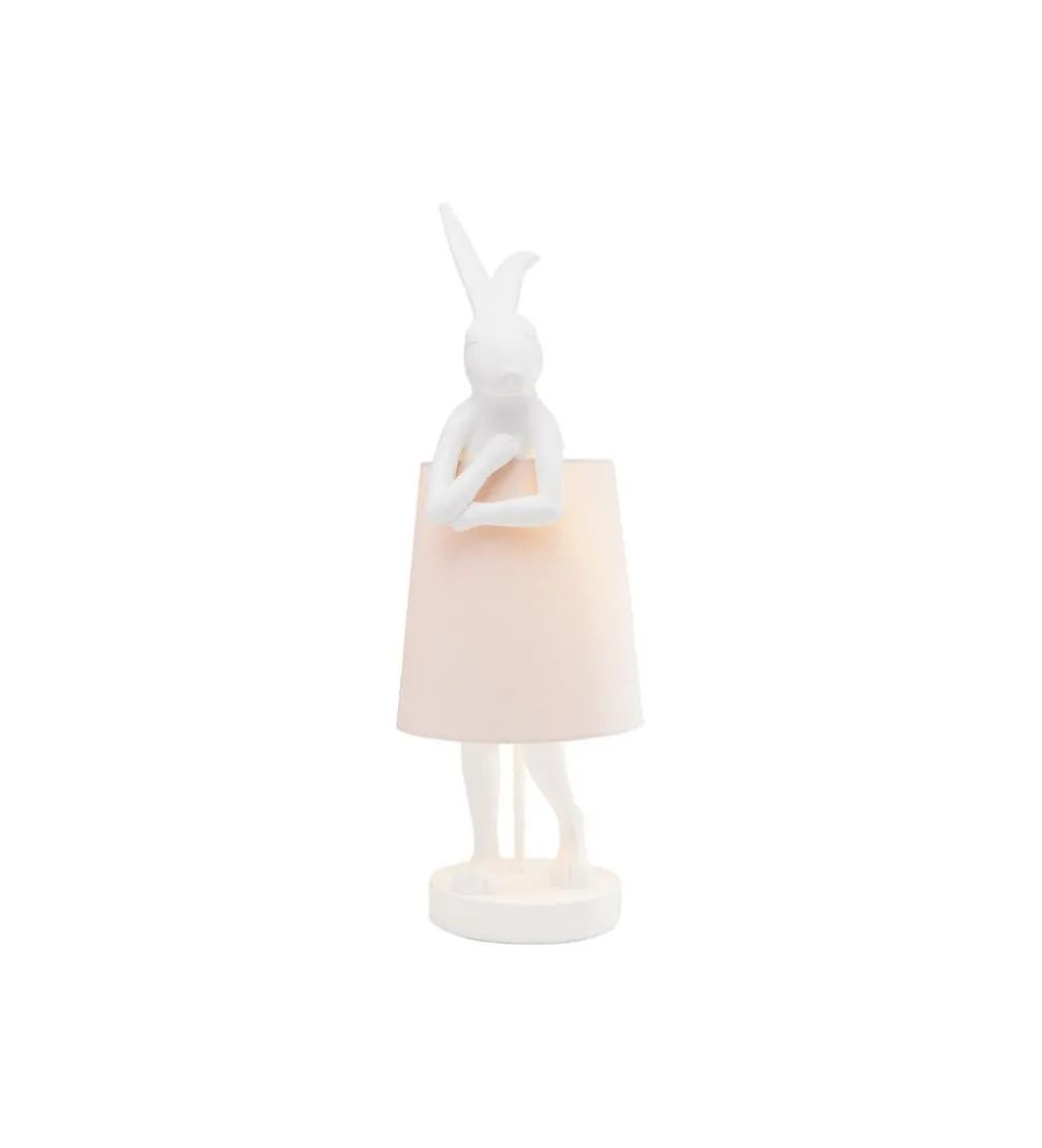 Lampa stołowa Animal Rabbit 68 cm biało różowa