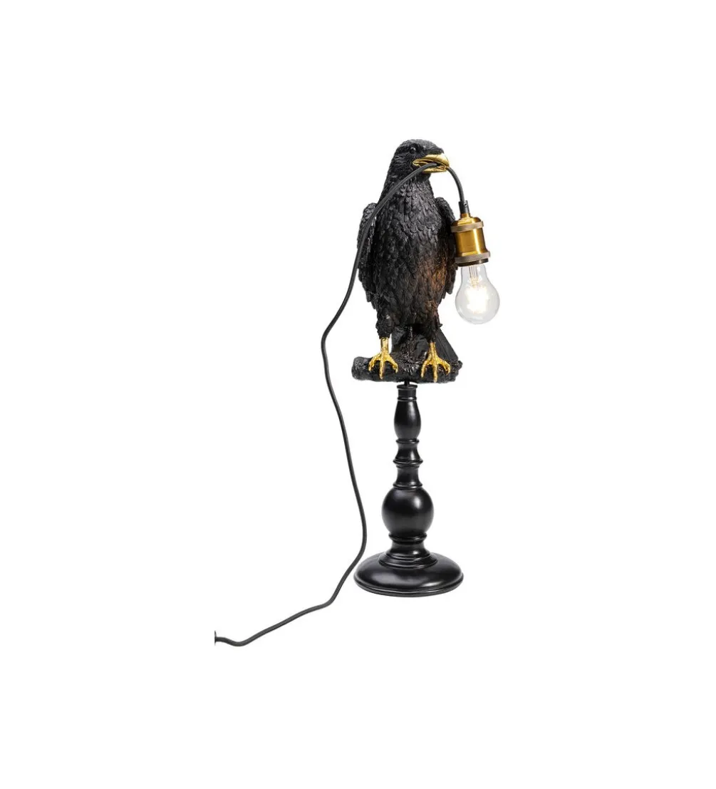 Lampa stołowa ANIMAL SITTING CROW 61 cm czarna