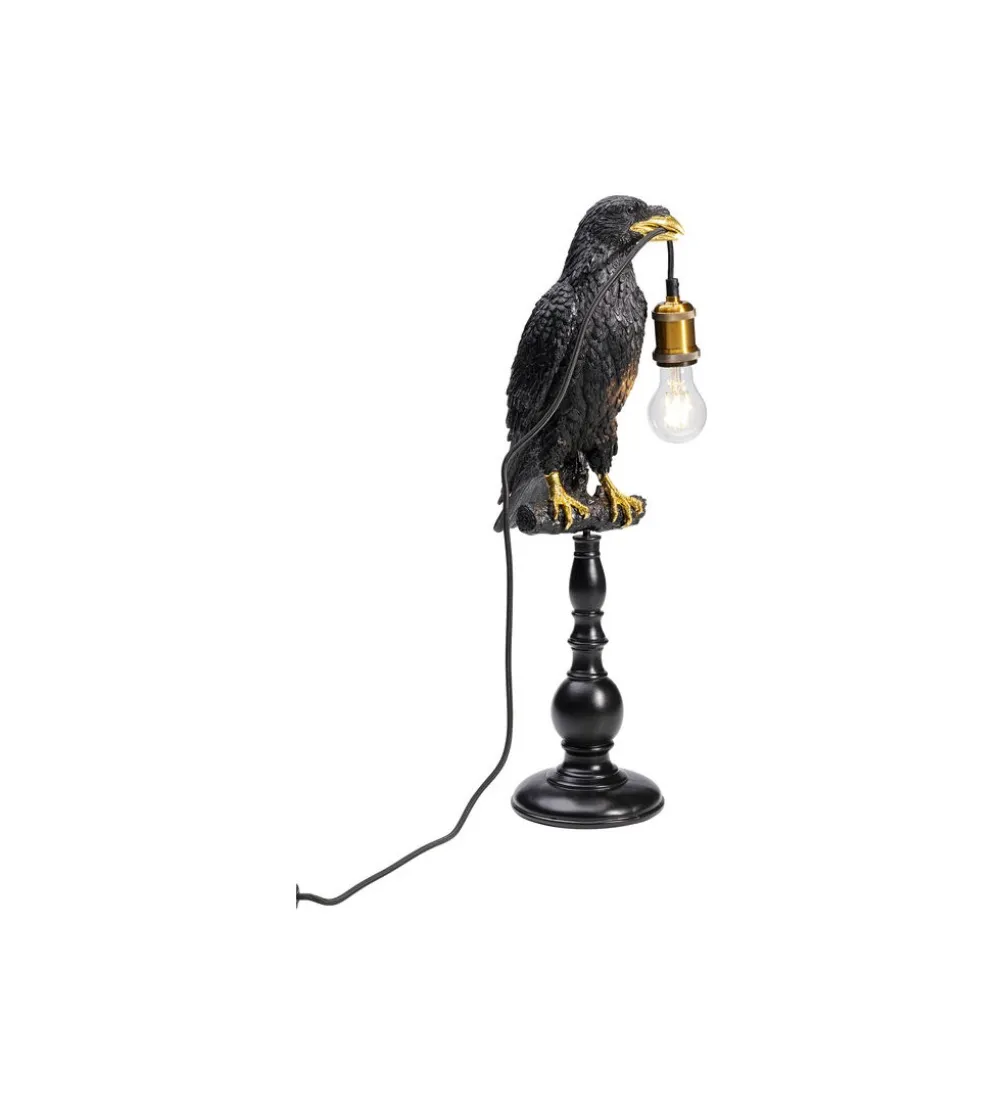 Lampa stołowa ANIMAL SITTING CROW 61 cm czarna