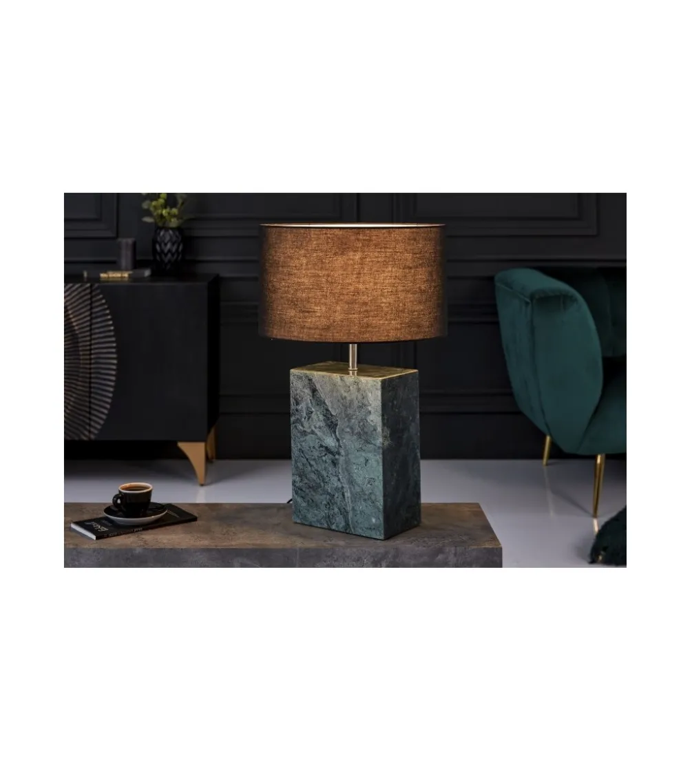 Lampa stołowa BRANDE 55 cm marmur zielona