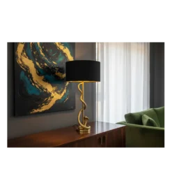 Lampa stołowa COBRA 110 cm czarna złota