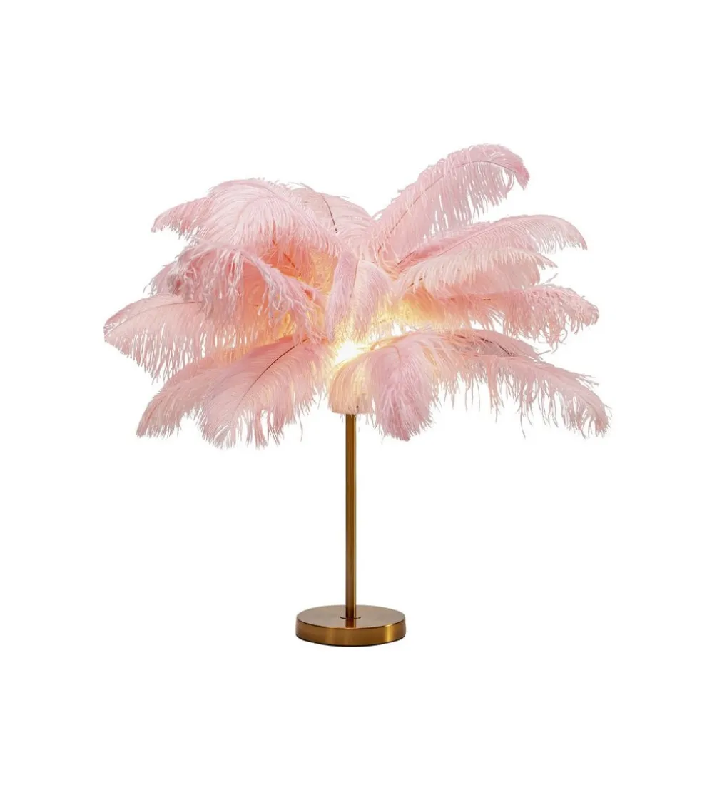 Lampa stołowa FEATHER PALM 60 Cm Pióra różowa