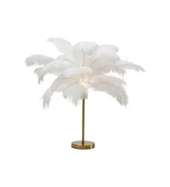 Lampa stołowa FEATHER PALM 60 cm pióra biała