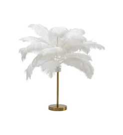 Lampa stołowa FEATHER PALM 60 cm pióra biała
