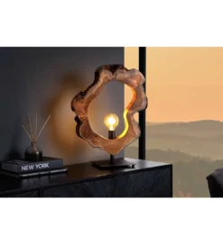 Lampa stołowa MIKO 55 cm drewno teak