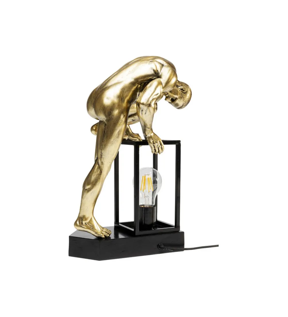Lampa stołowa NUDE MAN STRECHING 39 cm złota