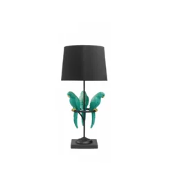 Lampa stołowa Papuga 35 cm czarno turkusowa