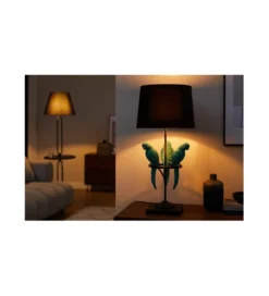 Lampa stołowa Papuga 35 cm czarno turkusowa