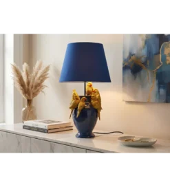 Lampa stołowa PARROT 50 cm niebieska złota