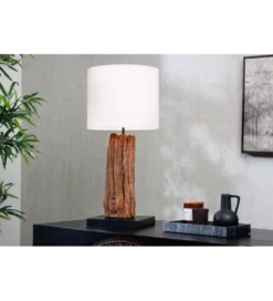 Lampa stołowa ROUSILIQUE 60 cm drewno dryfujące