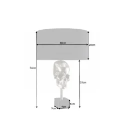 Lampa stołowa SKULL 40 cm srebrna