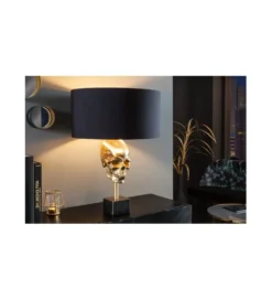 Lampa stołowa SKULL 40 cm złota